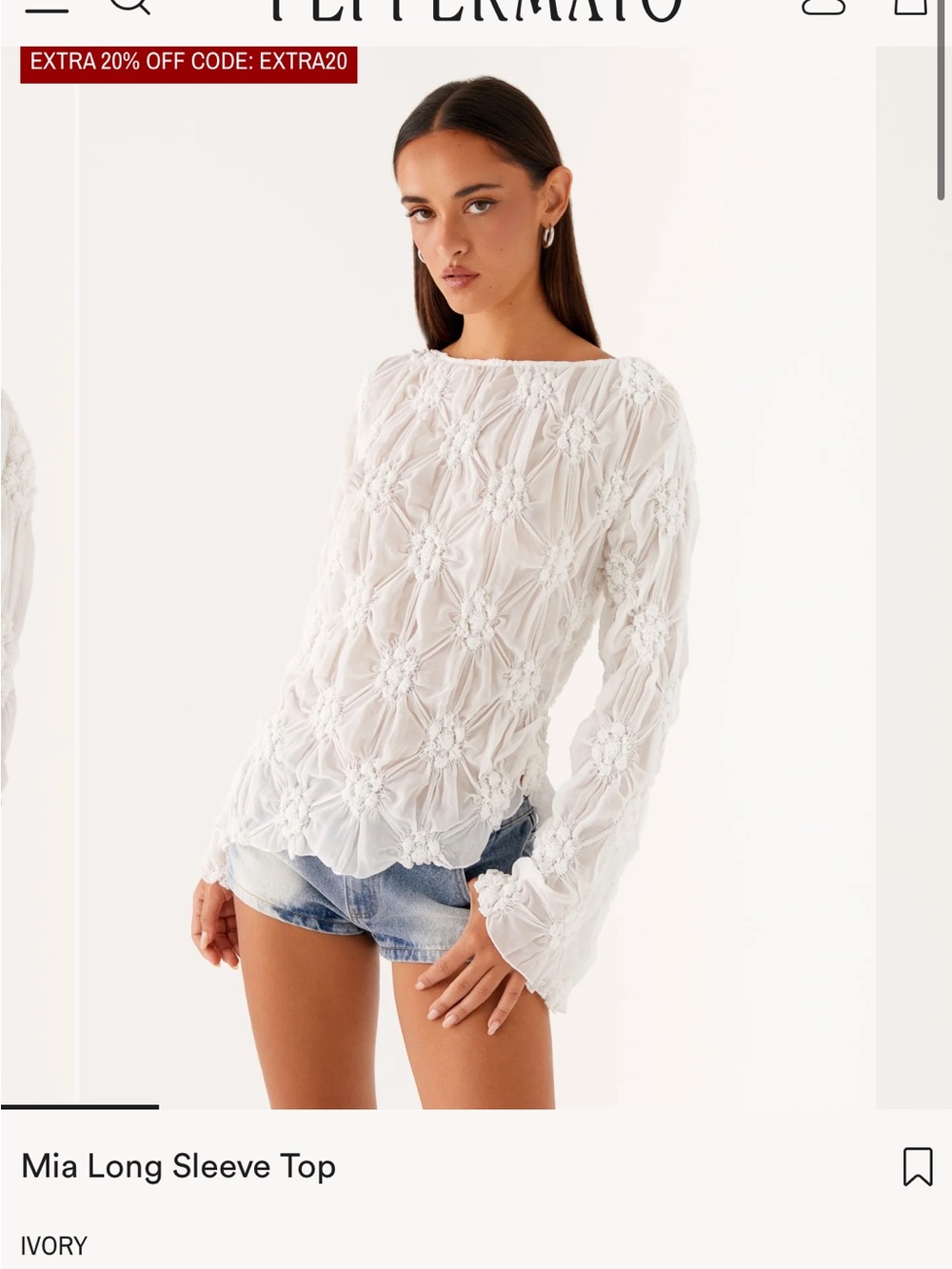 Peppermayo Mia long sleeve top Ivory Floral Lace Long Sleeve Top